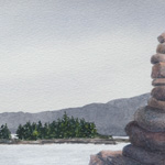 Goldsworthy-Style Rocks on Grindstone, View toward Mt Desert across Frenchman Bay, I