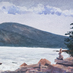 Goldsworthy-Style Rocks on Grindstone, View toward Mt Desert across Frenchman Bay, II