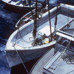 Winter Harbor, Boats in Pre-Storm light